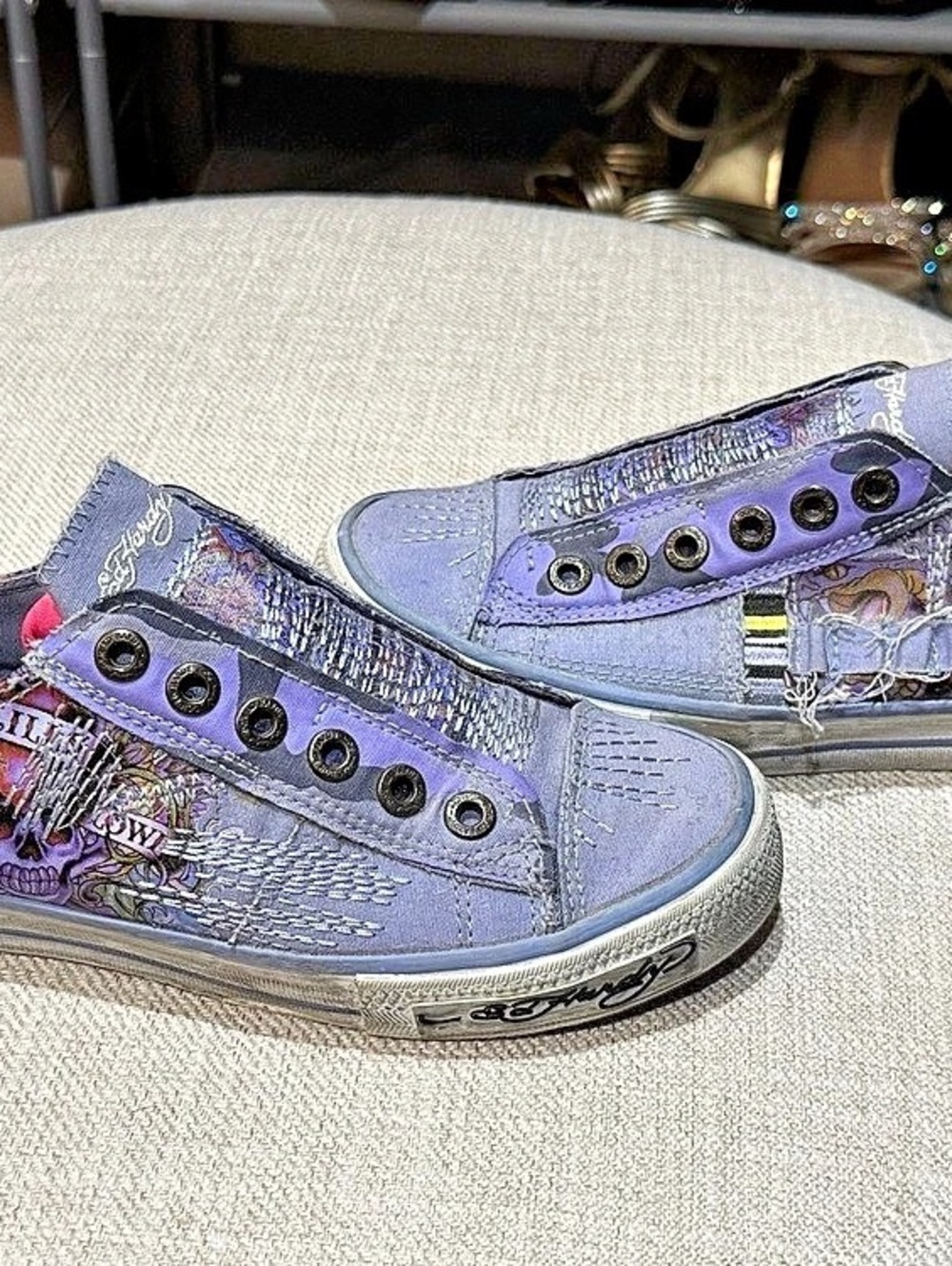 Ed Hardy Women's Purple Graphic Sneakers